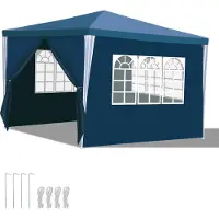 TolleTour Pavillon de jardin avec 3 panneaux latéraux amovibles tente de réception portable étanche avec tubes en spirale et grandes fenêtres, pour les fêtes mariages camping