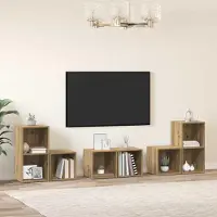 Prolenta Meuble TV exclusif - Ensemble de 6 pièces en bois stratifié imitation chêne massif