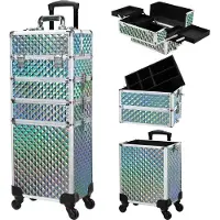 OEM Valise à maquillage, grande capacité, design portable, bleu aquatique