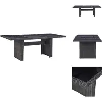 vidaXL Table de jardin noire 200x100x74 cm verre et poly rotin - Tables de jardin