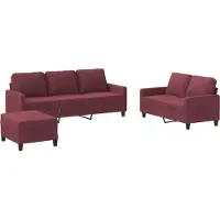 Syfax Ensemble de canapés 3 pcs avec coussins Rouge bordeaux Tissu