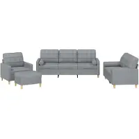vidaXL Ensemble de canapés 4 pièces avec coussins Tissu gris clair