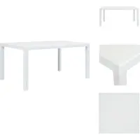 vidaXL Table de jardin blanche 150 x 90 x 72 cm Plastique aspect rotin - Tables de jardin