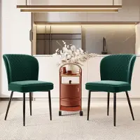 Flieks Chaise de salle à manger (set de 2), Chaise rembourrée avec pieds en métal, Chaise de cuisine avec revêtement en velours, Chaise visiteur Chaise de travail, Vert
