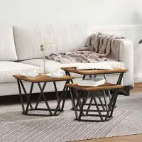 Prolenta Maison Exclusive - Table basse, ensemble de 3 pièces, bois de récupération, 50 x 50 x 40 cm