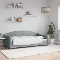 Prolenta Lit de jour exclusif, gris clair, 90x190 cm, revêtement en tissu