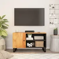 Prolenta Meuble TV exclusif - Dimensions : 80 x 33 x 46 cm. Fabriqué en bois massif d'acacia et en panneaux de particules