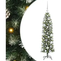 Syfax Arbre de Noël artificiel slim avec 150 LED Vert et blanc 120 cm