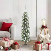 Prolenta Maison Exclusive - Sapin de Noël artificiel élancé, vert et blanc, 120 cm