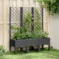 Prolenta Maison Exclusive - Bac à plantes avec treillis noir 120x40x142 cm PP