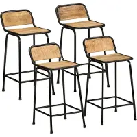 Syfax Tabourets de bar lot de 4 bois massif manguier brut
