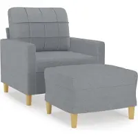 vidaXL Fauteuil avec pouf gris clair 60 cm Tissu