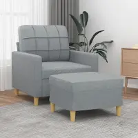 Prolenta Maison Exclusive - Fauteuil avec repose-pieds, gris clair, 60 cm, tissu