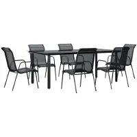 vidaXL Ensemble de jardin 7 pièces noir acier et textilène