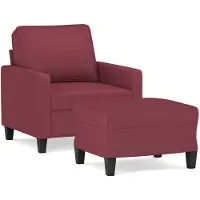 vidaXL Fauteuil avec pouf vin rouge 60 cm Tissu