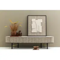 Xl Moebel Gmbh Élégant support TV en bois beige avec tableau d'art dans un style moderne