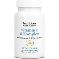 NatuGena GmbH NatuGena Vitamine E 8-Complex | 60 gélules | 4 tocotriénols et 4 tocophérols de Nutrabiol & EVNol SupraBio | végétalien
