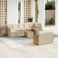 Prolenta Maison Exclusive - Ensemble canapé de jardin 10 pièces avec coussins beige polyrotin