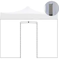 Divina Garden Auvent Latéral Blanc Imperméable De 2X2 M Avec Porte Enroulable Pour Tonnelle Pliante