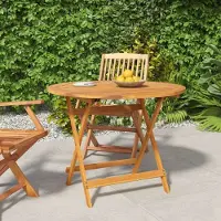 Prolenta Maison Exclusive - Table de jardin pliante Ø 90 x 75 cm en bois massif d'acacia