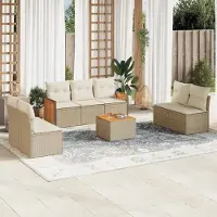 Prolenta Maison Exclusive - Ensemble de salon de jardin 8 pièces avec coussins, rotin synthétique beige