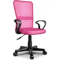 Tresko Chaise de bureau rose Chaise de bureau Chaise pivotante, avec accoudoirs & roulettes en plastique léger, hauteur réglable en continu, assise rembourrée, forme ergonomique