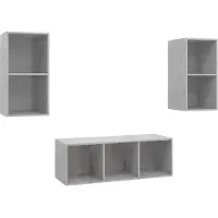 vidaXL Ensemble de 3 meubles TV en bois gris béton