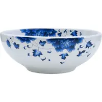Syfax Vasque à poser blanc et bleu rond 41x14 cm céramique