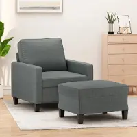 Prolenta Maison Exclusive - Fauteuil avec repose-pieds, gris foncé, 60 cm, tissu