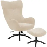 Ebuy24 Talgarth Fauteuil relax avec tabouret, crème, noir.