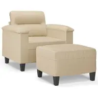 Syfax Fauteuil avec repose-pied Crème 60 cm Tissu microfibre