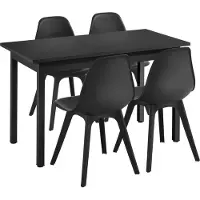 En.casa [] Ensemble de salle à manger pour 4 personnes - Table de salle à manger noire 120x60cm + 4 chaises noire Table de cuisine Chaise de salle à manger