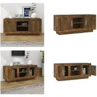 vidaXL Armoire TV chêne fumé 102x35x45 cm Bois composite - Armoire TV - Armoires TV - Lowboard - Armoire