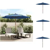 vidaXL Parasol avec mât en bois bleu azur 299 x 240 cm - Parasols et protections solaires