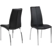Ebuy24 Amin Chaise de salle à manger en similicuir, noir et cadre chromé.