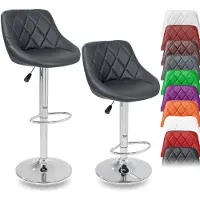 Tresko Lot de 2 tabourets de bar Gris Chaise de bar Rotation libre 360° Hauteur d'assise réglable 60-80cm