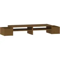vidaXL Support d'écran marron miel 100x27,5x15 cm pin massif