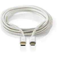 Nedis Câble USB - USB 2.0 - USB-C mâle - USB Micro-B mâle - 10 W - 480 Mbps - plaqué or - 3.00 m - rond - tressé / nylon - aluminium - emballage avec fenêtre transparente
