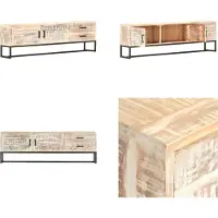 vidaXL Armoire TV Blanc 140 × 30 × 45 cm Bois massif Acacia - Meuble TV - Armoire TV - Armoire HiFi
