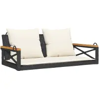 vidaXL Banc suspendu avec coussin noir 109x62x40 cm Poly rotin