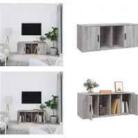 vidaXL Armoire TV Gris Sonoma 100x35x40 cm Bois composite - Armoire TV - Meubles TV - Support TV