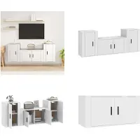 vidaXL 3 pcs. Ensemble d'armoires TV blanc en bois composite - Ensemble d'armoires TV - Ensembles d'armoires TV - Meuble-paroi