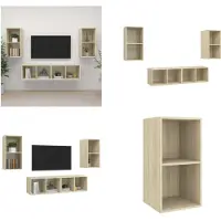 vidaXL Armoires TV murales 4 pièces Chêne Sonoma Bois composite - Armoire TV - Meubles TV suspendus - Meubles TV suspendus