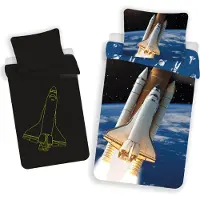 Tinisu Jerry Fabrics Literie phosphorescente 140x200 Fusée spatiale 7370 Taie d'oreiller 70x90