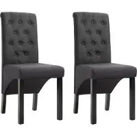 Syfax Chaises à manger lot de 2 gris foncé tissu