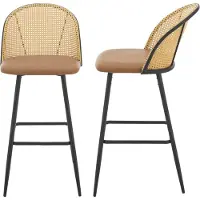 En.casa Tabouret de bar 'Gausdal' set de 2 pièces rembourré métal brun / noir