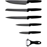 Michelino set de couteaux 6 pièces lames en acier inoxydable couteau de cuisine couteau éplucheur couteau noir
