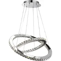Globo Lighting Lampe à suspendre métal chromé, cristaux K9 clairs, câble PVC transparent, mobile, ø : 640mm, H : 1800mm, incl. LED 56W 230V, 7400lm Source, 4400lm Output, 4000K