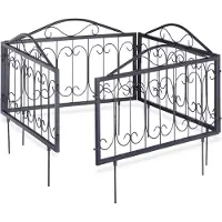 Relaxdays 16 clôtures de parterre en métal, bordures de parterre à enfoncer, éléments de clôture vintage avec ornements, H x L 34,5 x 56,5 cm, noir