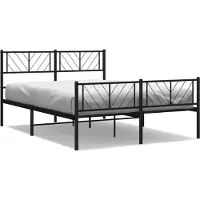 vidaXL Cadre de lit avec tête et pied de lit en métal noir 140x190 cm